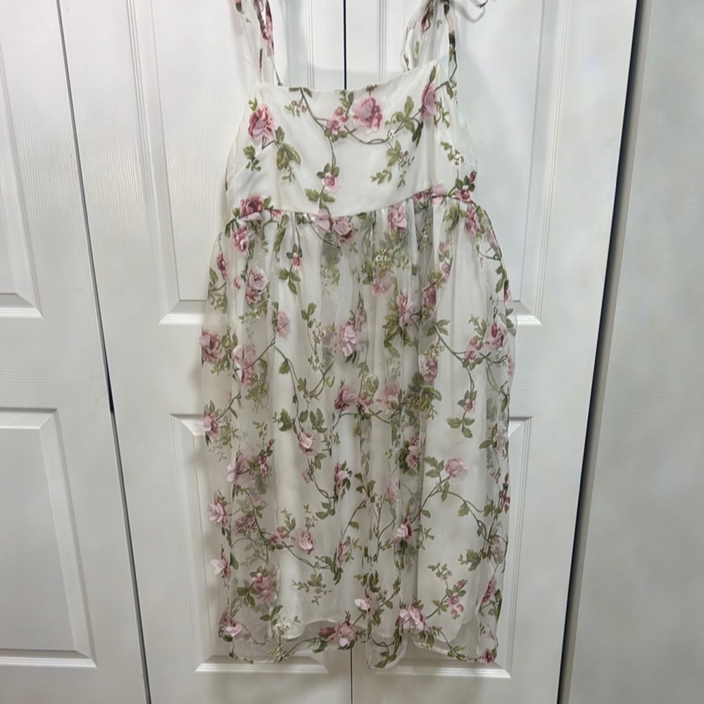 Arula Floral Embroidered Midi Dress - White and Pink